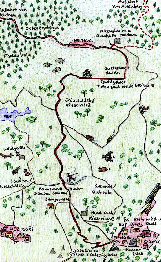 Gezeichnete Wanderkarte