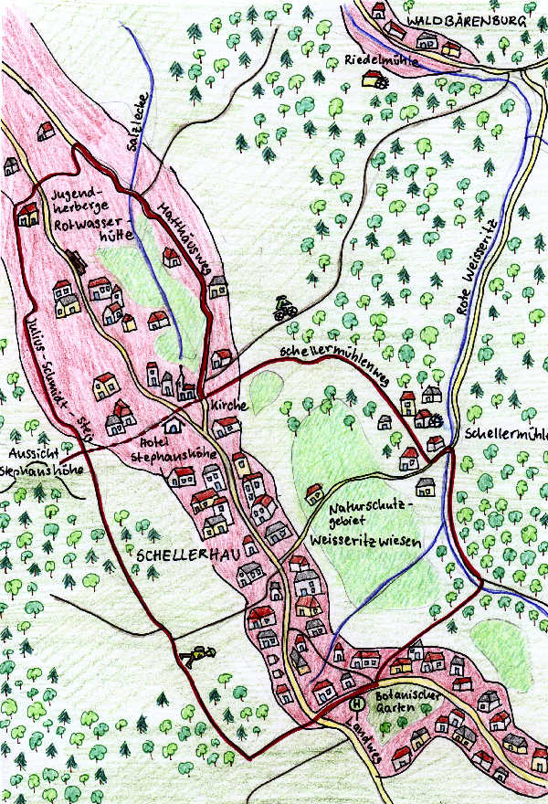 Gezeichnete Wanderkarte
